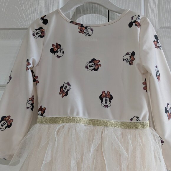 Disney Junior Minnie Mouse Girl's Tulle Dress Size 4T, Twirly Skirt, Long Sleeve - Picture 8 of 13